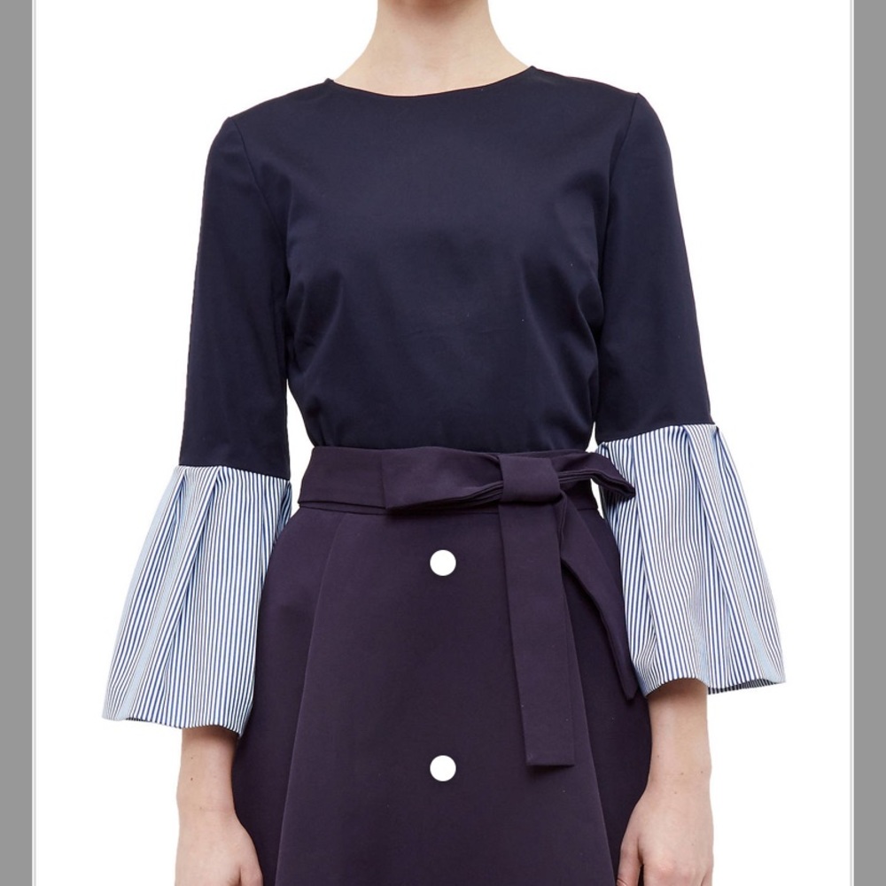 Ted Baker Jesieh frilled bell sleeve navy blouse